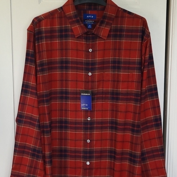 Apt. 9 Other - APT.9 BIG & TALL MENS STANDARD FIT PREMIER FLEX FLANNEL SHIRT SIZE 1XB